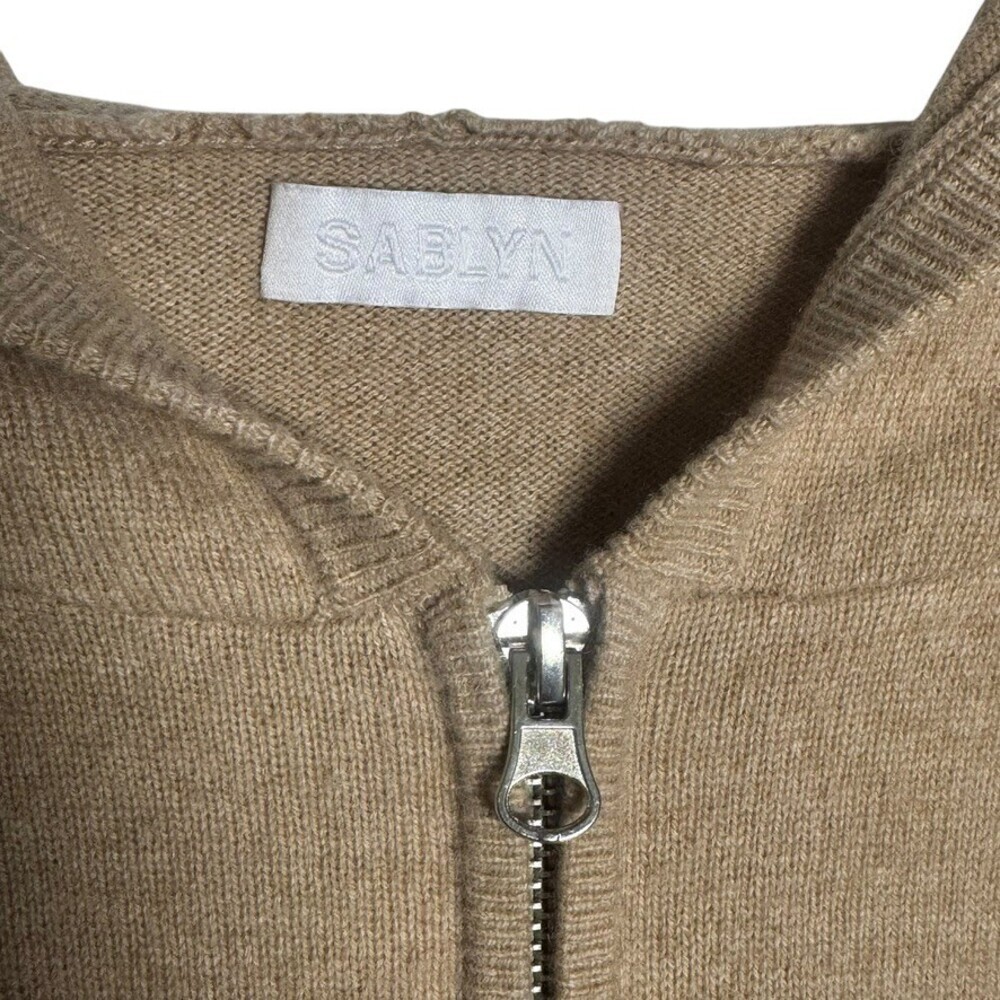 SABLYN Womens 100% Cashmere Hoodie Sweater XS zip front camel tan - Picture 3 of 6